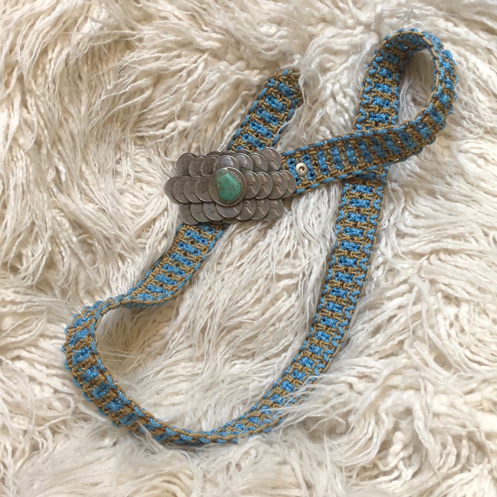 Nickel and Turquoise weaved belt